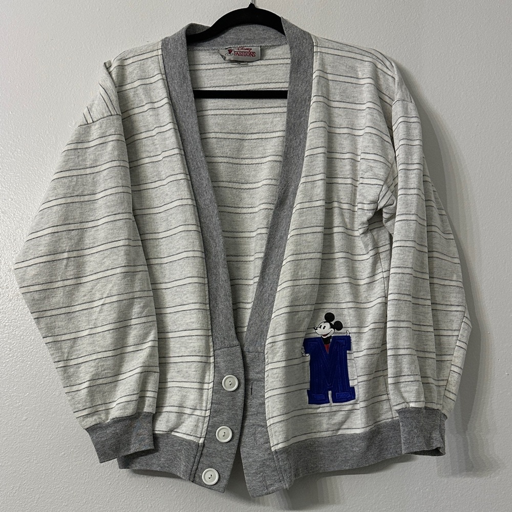 Vintage Mickey Mouse Gray and Blue Cardigan
